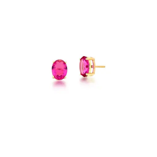 BRINCO COM CRISTAL OVAL BANHADO A OURO