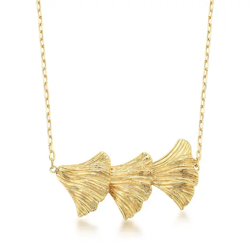 COLAR COM PINGENTE DE PÉTALAS DE FLOR BANHADO A OURO