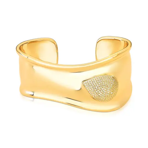 BRACELETE CURVO COM ZIRCÔNIAS EM GOTA