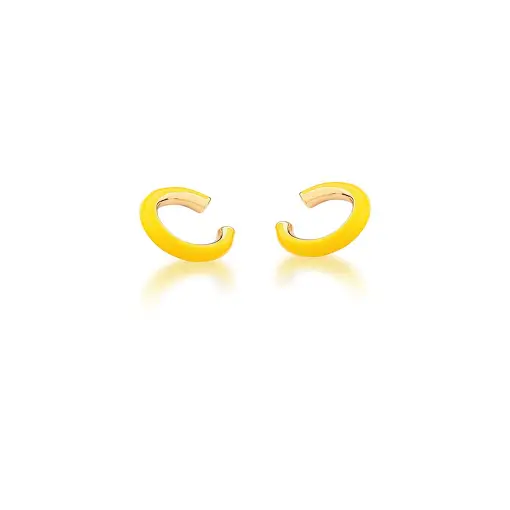 PIERCING DE ORELHA ESMALTADO AMARELO BANHADO A OURO