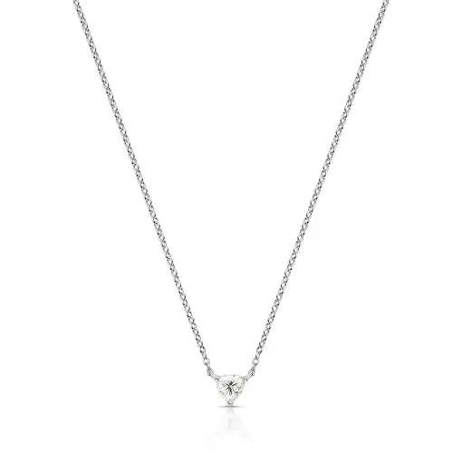 COLAR COM PEDRA DE CORAÇÃO MOISSANITE 5MM PRATA RODINADA