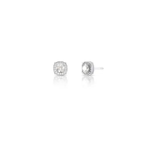 BRINCO COM PEDRA REDONDA MOISSANITE 5MM PRATA RODINADA