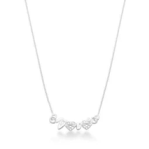 COLAR COM PINGENTE ESCRITA VOVÓ E ZIRCÔNIAS  PRATA LISA