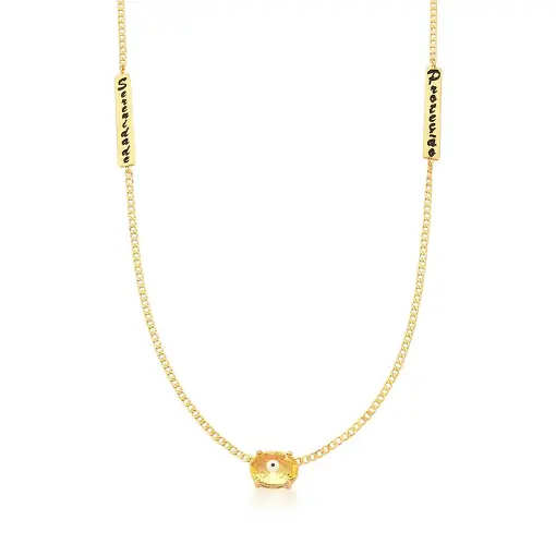 CORRENTE COM PINGENTE DE OLHO GREGO AMARELO BANHADA A OURO