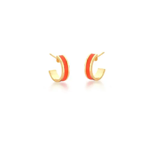 MEI ARGOLA ESMALTADA LARANJA BANHADA A OURO