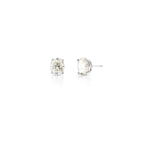 BRINCO COM CRISTAL OVAL MOISSANITE PRATA RODINADA