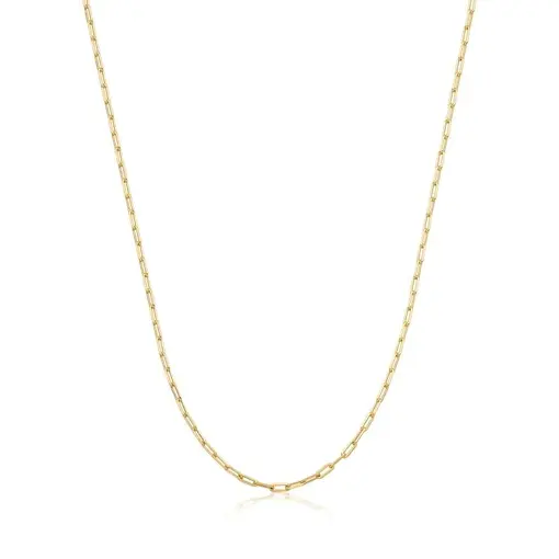 CORRENTE COM ELOS RETANGULARES LISOS BANHADA A OURO