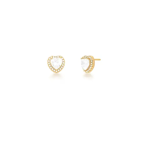 BRINCO DE CORAÇÃO COM CRISTAL E ZIRCÔNIAS BANHADO A OURO