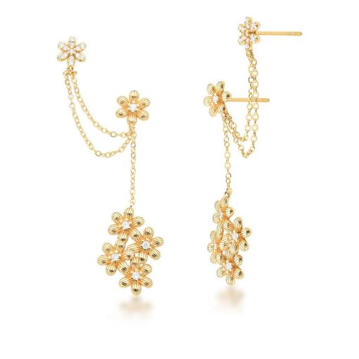 BRINCO 2 EM 1 DE FLORES TRABALHADAS E ZIRCÔNIAS BANHADO A OURO