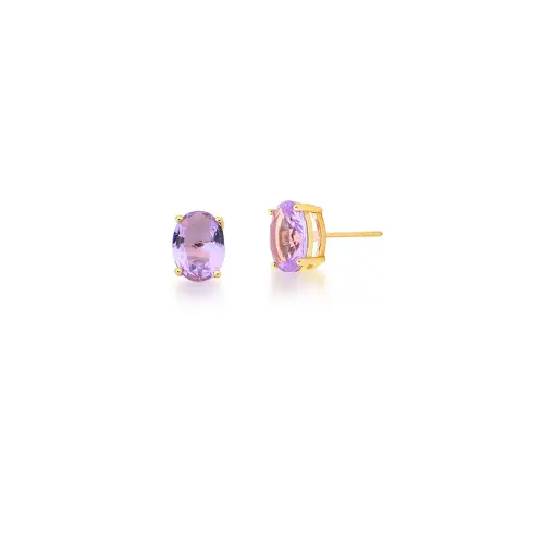 BRINCO COM CRISTAL OVAL BANHADO A OURO