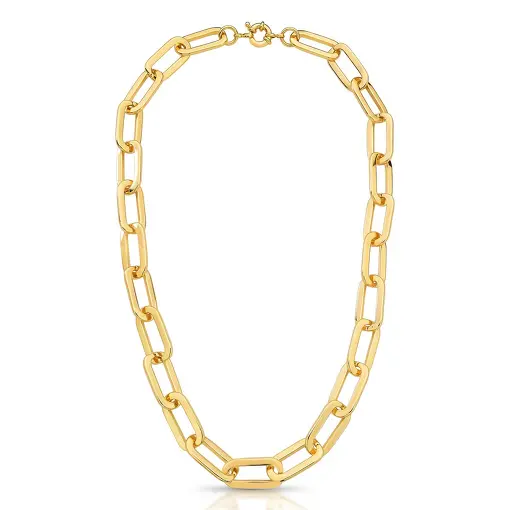 COLAR DE ELOS OVAIS VAZADO E LISO COM FECHO BOIA