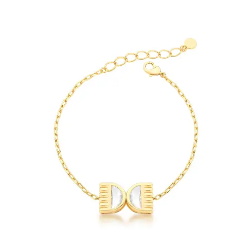 PULSEIRA COM PINGENTES DE CRISTAIS BANHADO A OURO