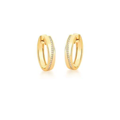 ARGOLA OVAL UMA FILEIRA CURVA COM ZIRCÔNIAS BRANCAS