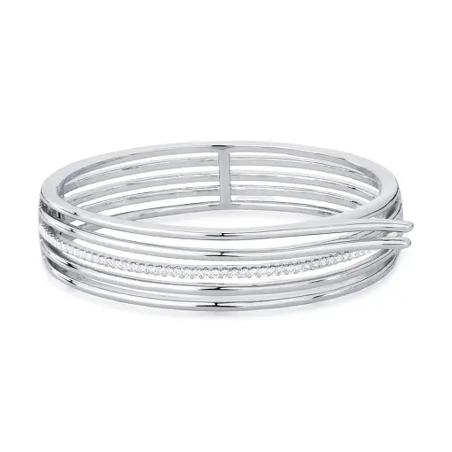 BRACELETE CINCO VOLTAS CRAVEJADO DE ZIRCÔNIAS E LISO