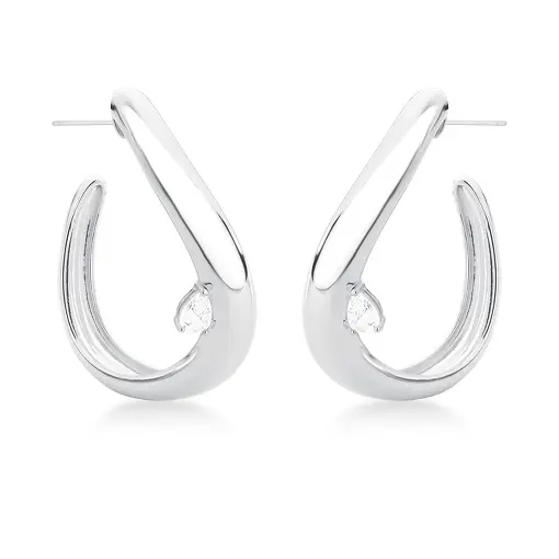 MEIA ARGOLA CURVA COM CRISTAL DE GOTA