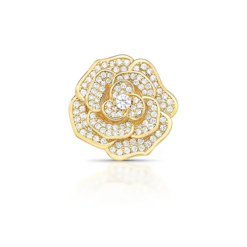 BROCHE DE FLOR CURVO COM CRISTAL E ZIRCÔNIAS