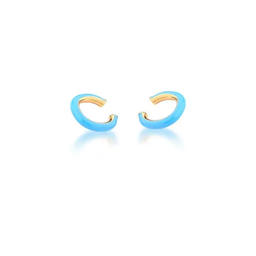 PIERCING DE ORELHA ESMALTADO AZUL CLARO BANHADO A OURO