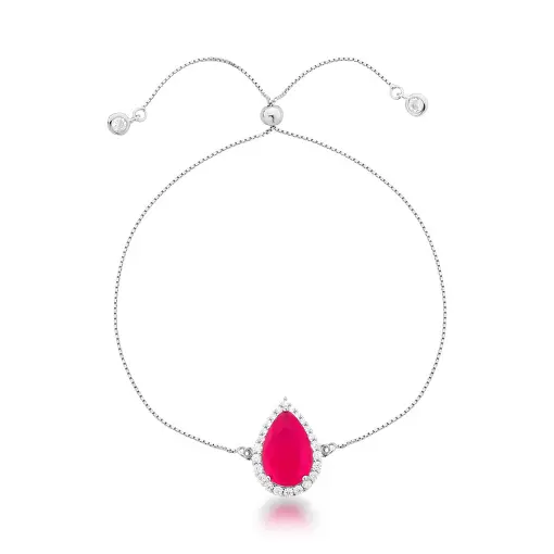 PULSEIRA SHAMBALA COM CRISTAL GOTA ROSA BANHADO A OURO