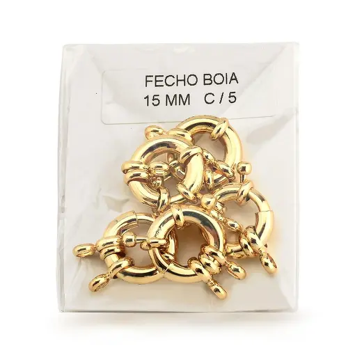 KIT COM CINCO FECHOS BOIA LISO BANHADO A OURO