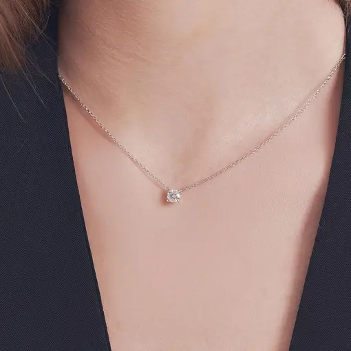 COLAR COM PEDRA MOISSANITE 5MM PRATA RODINADA