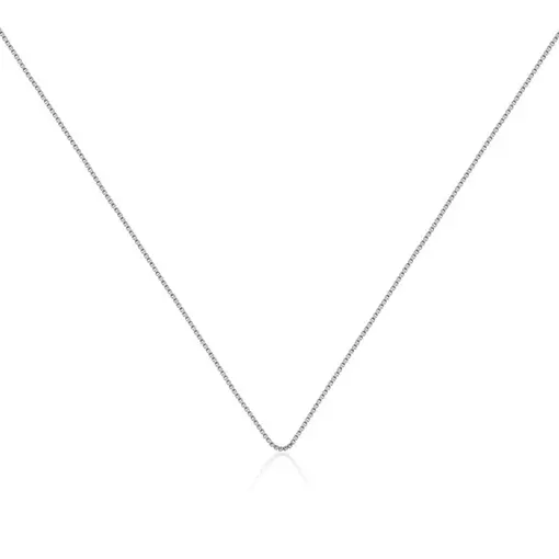 CORRENTE EM MALHA VENEZIANA 80CM EM PRATA RODINADA