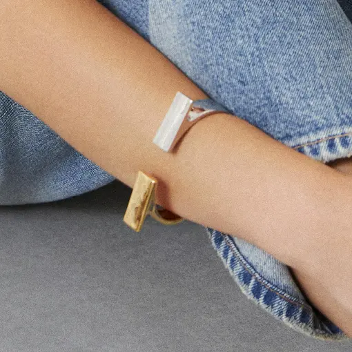 BRACELETE RETANGULAR COM ABERTURA DOIS TONS