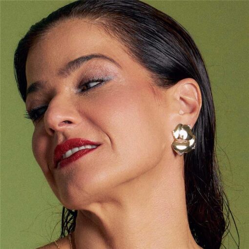 BRINCO DE FLOR EAR JACKET COM CRAVEJADO DE ZIRCONIAS