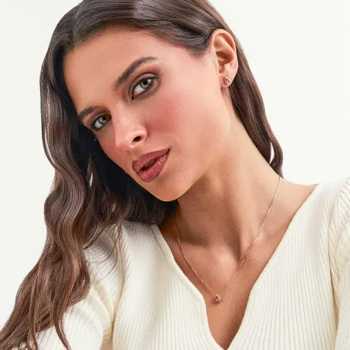 CONJUNTO COLAR E BRINCO DE GOTA COM CRISTAL BANHADO A OURO