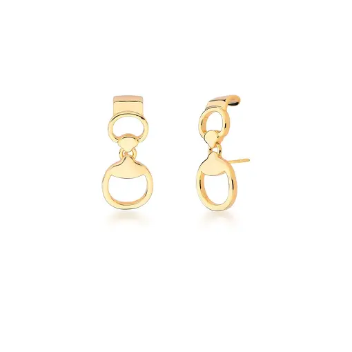 BRINCO EAR HOOK DE ESTRIBO VAZADO BANHADO A OURO