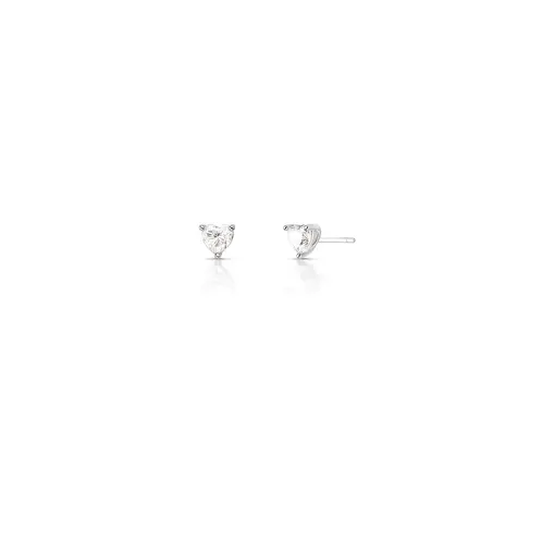 BRINCO COM PEDRA DE CORAÇÃO MOISSANITE 5MM PRATA RODINADA