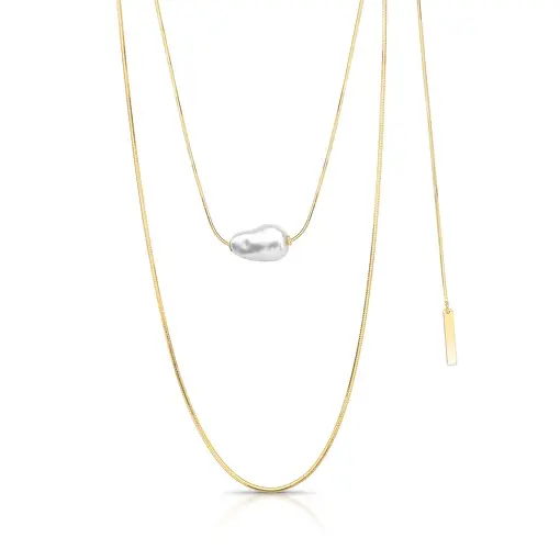 COLAR DUPLO COM PINGENTE DE PÉROLA BARROCA