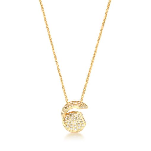 COLAR COM PINGENTE CURVO CRAVEJADO DE ZIRCÔNIAS BANHADO A OURO