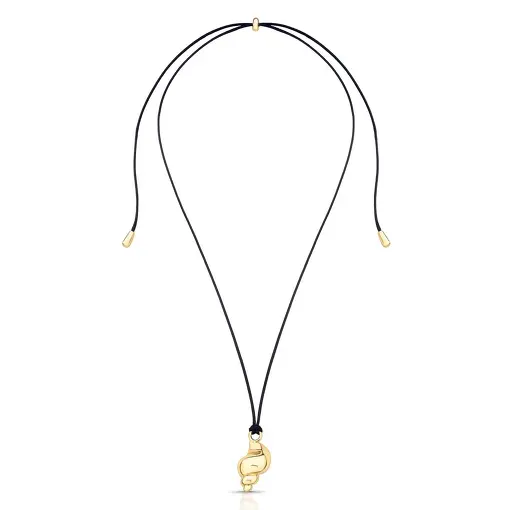 COLAR REGULÁVEL EM COURINO COM PINGENTE LISO DE CONCHA