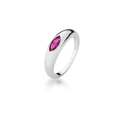 ANEL LISO COM CRISTAL NAVETE PRATA RODINADA