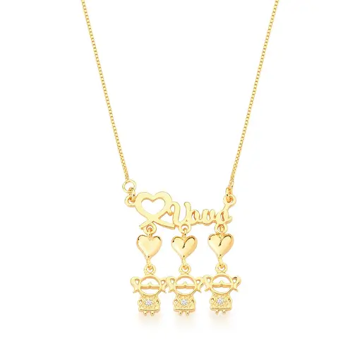 CORRENTE COM PINGENTE 3 MENINAS BANHADA A OURO