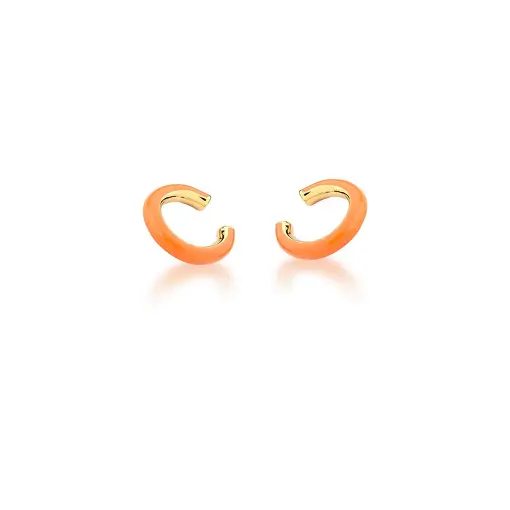 PIERCING DE ORELHA ESMALTADO ALARANJADO BANHADO A OURO