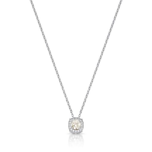 COLAR COM PEDRA REDONDA MOISSANITE 5MM PRATA RODINADA