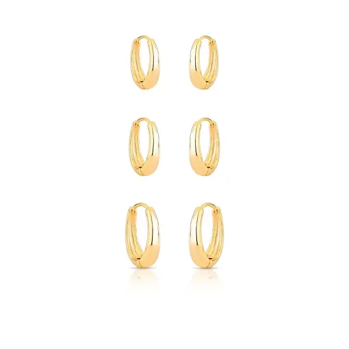 TRIO DE ARGOLAS OVAIS LISAS