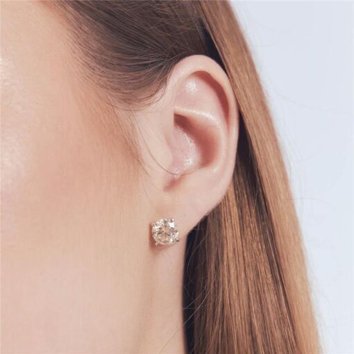 BRINCO PEDRA MOISSANITE 8MM PRATA RODINADA