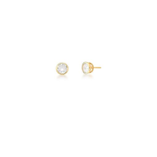 CONJUNTO BRINCO E COLAR COM CRISTAL REDONDO BANHADO A OURO