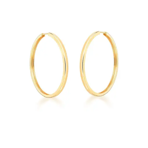 ARGOLA COM ARO QUADRADO LISO BANHADA A OURO