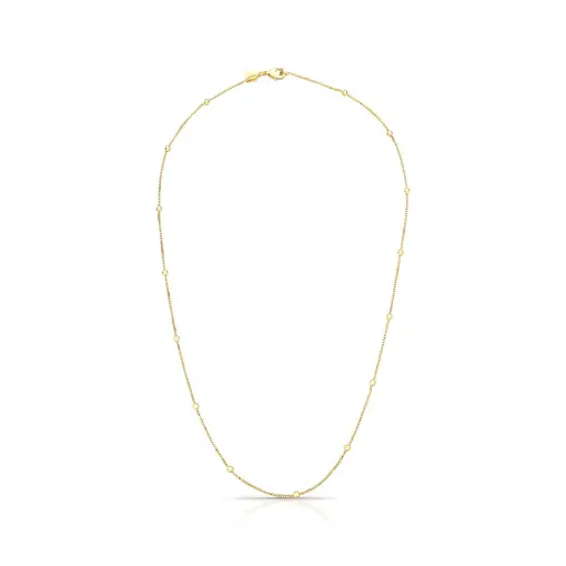 CORRENTE COM BOLINHAS LISAS DISPERSAS BANHADA A OURO