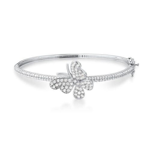 BRACELETE COM BORBOLETA CRAVEJADA DE ZIRCÔNIA BANHADO A RÓDIO