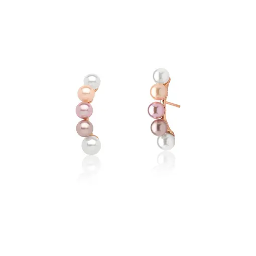 BRINCO EAR HOOK COM PÉROLAS SHELL BANHADO A OURO