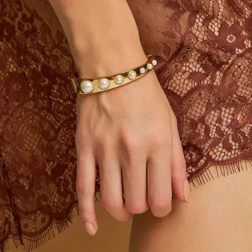 BRACELETE DEGRADÊ COM PÉROLA SHELL BANHADO A OURO