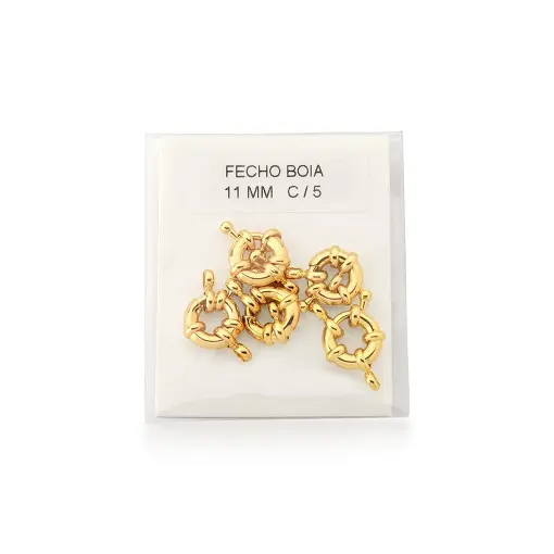 KIT COM CINCO FECHOS BOIAS LISO BANHADO A OURO