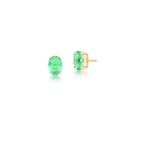 BRINCO COM CRISTAL OVAL BANHADO A OURO