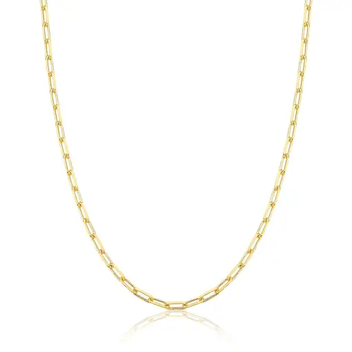 CORRENTE COM ELOS RETANGULARES LISA BANHADA A OURO