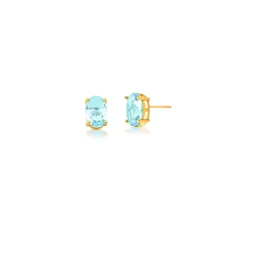 BRINCO COM CRISTAL OVAL BANHADO A OURO
