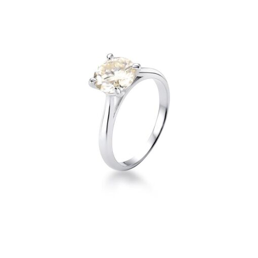 ANEL SOLITÁRIO PEDRA MOISSANITE 8MM PRATA RODINADA